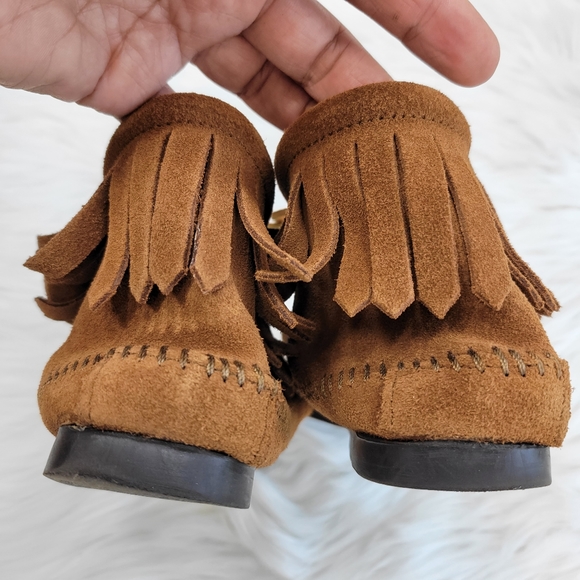 Minnetonka suede leather tassle lace up mocassins flat oxfords - Picture 3 of 9